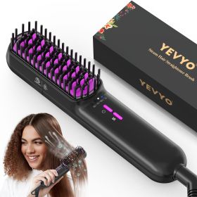 Hair Straightener Brush, Ionic Plus Steam Straightening Brush for Smooth, Anti-frizz Hair, Anti-Scald Ceramic Straightening Comb