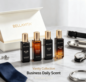 Men Perfume Gift Set 4 x 20ml Total 80ml Assorted Woody Masculine Eau de Parfum Sampler Kit Long Lasting Multi Scent Fragrance Travel Size Mini P